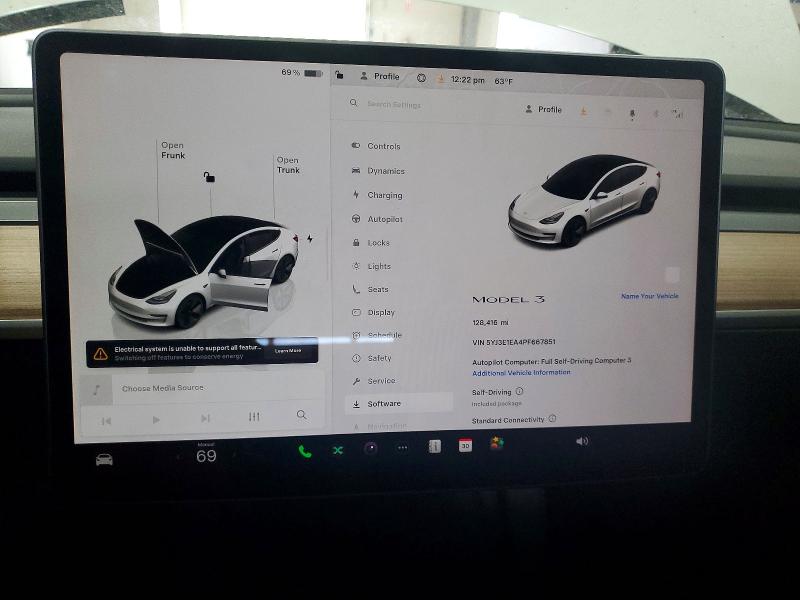 2023 Tesla VIN 5YJ3E1EA4PF667851 COPART salvage auction — FRONT END, Salvage Title, sold $225 on 2026-07-24 (photo 9)