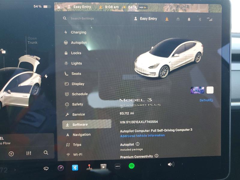 2020 Tesla Model 3 VIN 5YJ3E1EAXLF740554 COPART salvage auction — FRONT END, Fl - Cert Of Title Slvg Rebuildable, sold $4,700 on 2026-08-01 (photo 9)