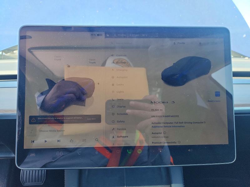 2023 Tesla Model 3 VIN 5YJ3E1EA6PF463312 COPART salvage auction — REAR END, Ca - Salvage Certificate, sold $4,400 on 2026-07-02 (photo 9)