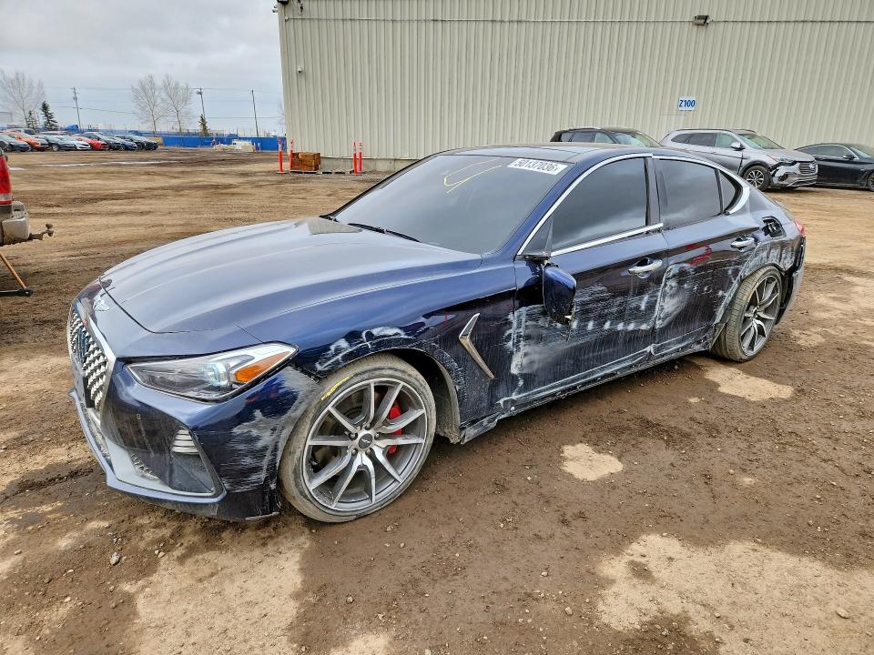 2021 Genesis G70 VIN KMTG54LE9MU073429 COPART salvage auction — FRONT END, Ab - Bos - Salvage, sold $3,450 on 2026-07-07 (photo 1)