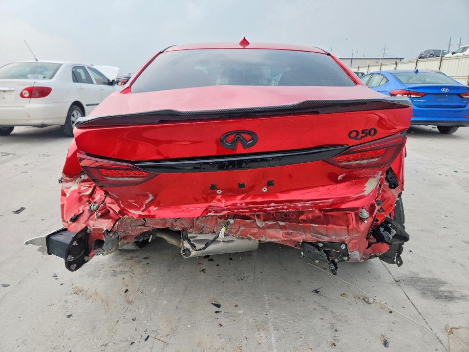 2023 Infiniti Q50 VIN JN1EV7CP8PM510966 COPART salvage auction — REAR END, Tx - Salvage Vehicle Title, sold $8,900 on 2026-07-24 (photo 6)