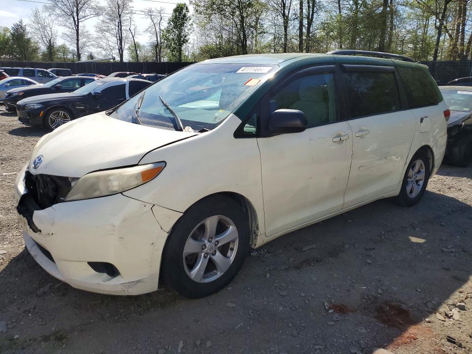 2011 Toyota Sienna VIN 5TDKK3DC9BS012477 COPART salvage auction — FRONT END, Md - Cert Of Salvage > 75% Damage, sold $225 on 2026-07-24 (photo 1)