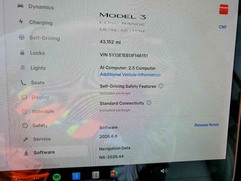 2018 Tesla Model 3 VIN 5YJ3E1EB1JF146151 COPART salvage auction — FRONT END, Salvage Title, sold $6,700 on 2026-07-14 (photo 9)