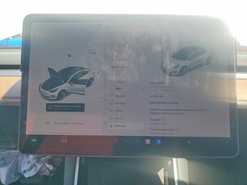 2020 Tesla Model 3 VIN 5YJ3E1EB7LF807278 COPART salvage auction — FRONT END, Ca - Salvage Certificate, sold $5,700 on 2026-07-20 (photo 9)