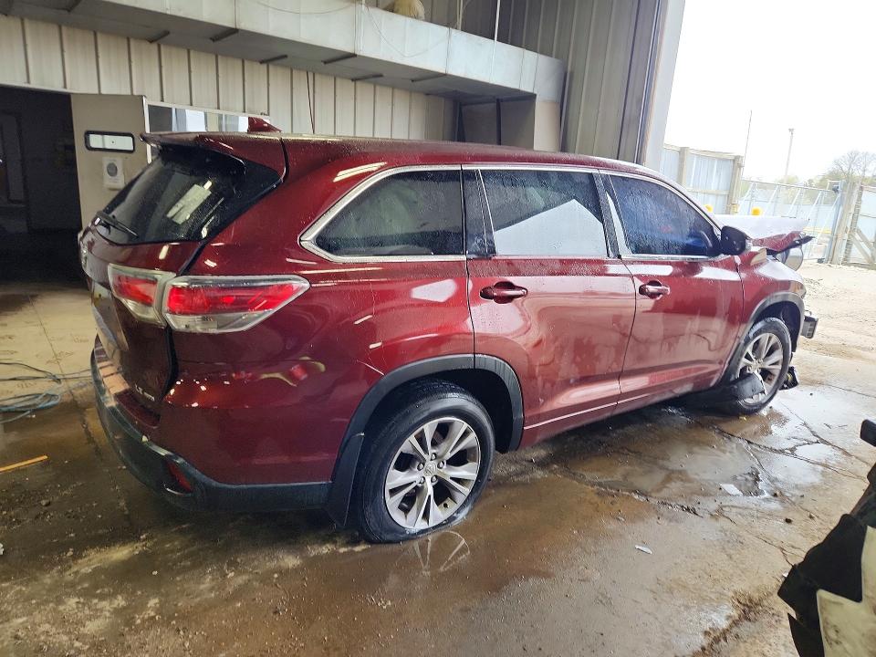 2014 Toyota Highlander VIN 5TDBKRFH8ES031585 COPART salvage auction — FRONT END, Wv - Certificate Of Title, sold $250 on 2026-07-07 (photo 3)