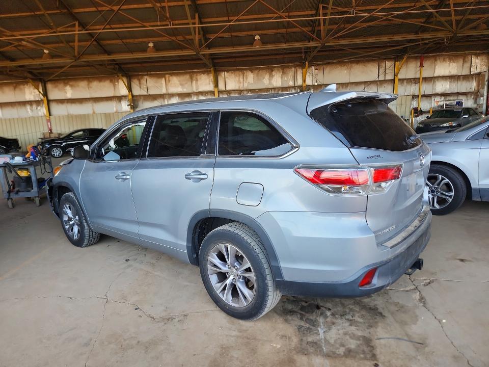2015 Toyota Highlander VIN 5TDKKRFH3FS093526 COPART salvage auction — FRONT END, AZ - CERT OF TITLE - SALVAGE, sold $6,200 on 2026-07-27 (photo 2)