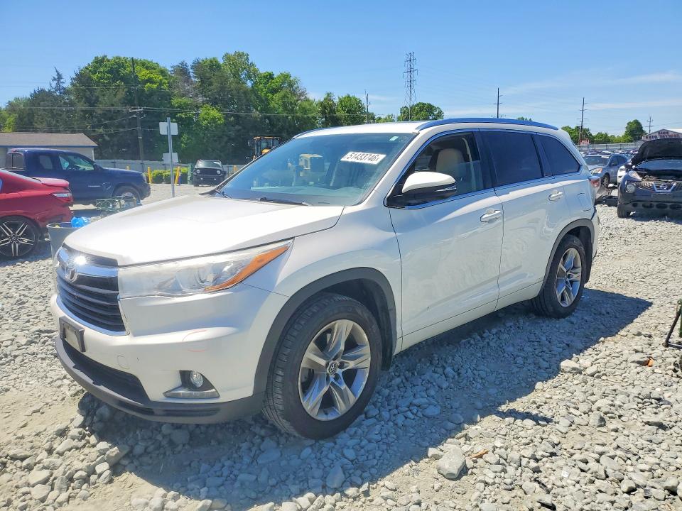 2016 Toyota Highlander VIN 5TDDKRFH4GS262897 COPART salvage auction — REAR END, Nc - Salvage Certificate Of Title, sold $10,200 on 2026-07-15 (photo 1)
