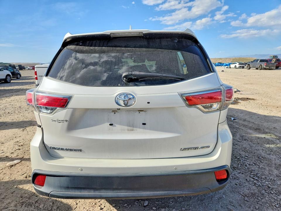 2016 Toyota Highlander VIN 5TDDKRFH1GS264364 COPART salvage auction — REAR END, Ut - Salvage Certificate, sold $6,900 on 2026-07-31 (photo 6)