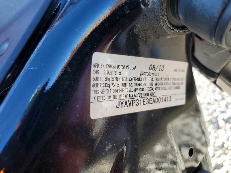 2014 Yamaha Xvs1300 a VIN JYAVP31E3EA001413 COPART salvage auction — ALL OVER, Nv - Salvage Title, sold $500 on 2026-07-09 (photo 9)