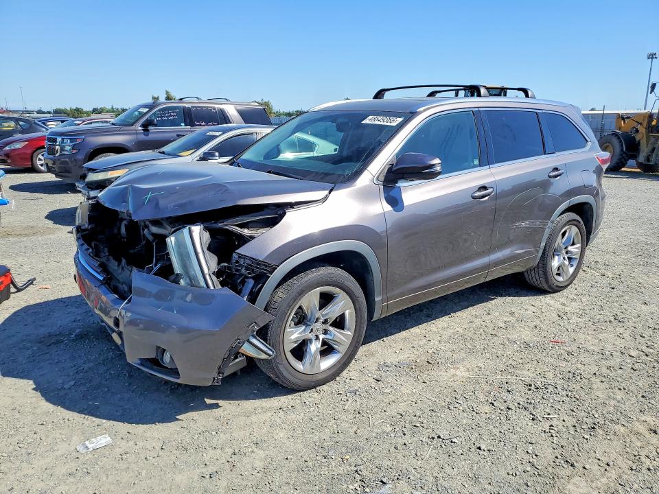 2015 Toyota Highlander VIN 5TDYKRFH1FS072197 COPART salvage auction — FRONT END, Ca - Salvage Certificate, sold $7,700 on 2026-07-09 (photo 1)