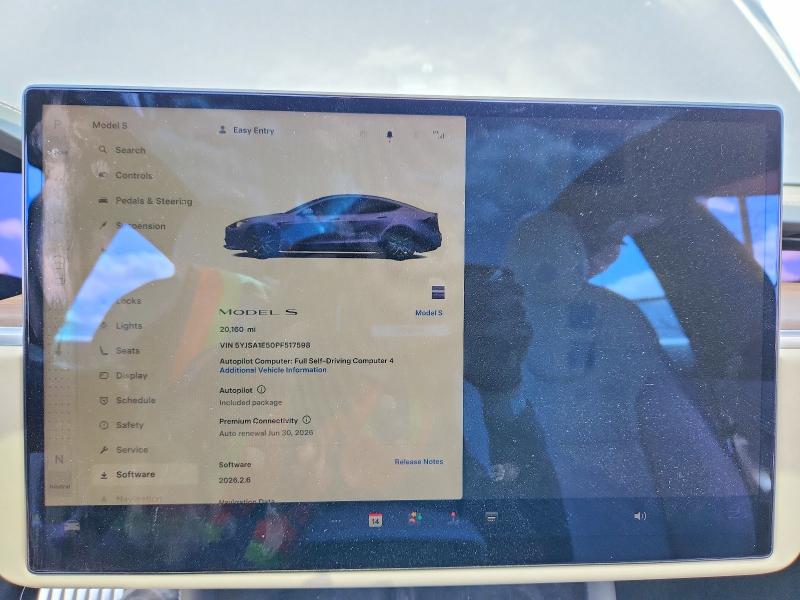 2023 Tesla Model s VIN 5YJSA1E50PF517598 COPART salvage auction — FRONT END, Salvage Title, sold $22,200 on 2026-07-10 (photo 9)