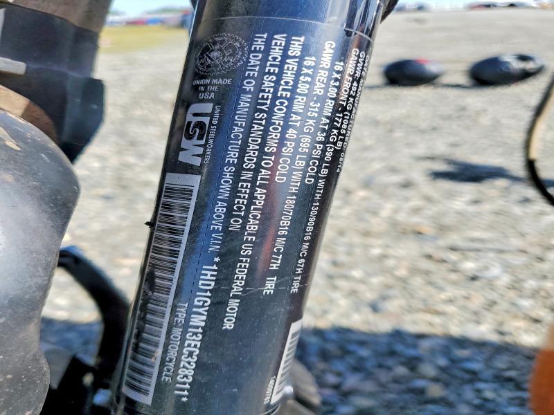 2014 Harley-davidson Fat bob VIN 1HD1GYM13EC328311 COPART salvage auction — SIDE, Ca - Salvage Certificate, sold $2,050 on 2026-07-02 (photo 8)