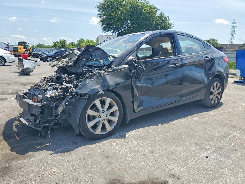 2014 Hyundai Accent VIN KMHCU4AE2EU769940 COPART salvage auction — FRONT END, Fl - Certificate Of Destruction, sold $15 on 2026-07-30 (photo 1)