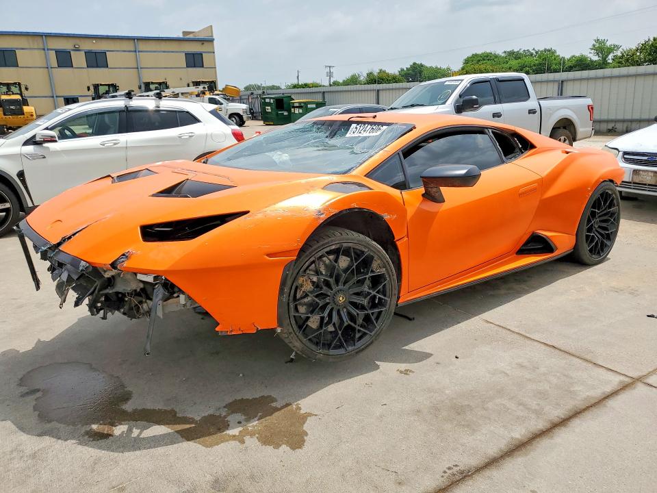 2023 Lamborghini Huracan VIN ZHWUA6ZX1PLA25445 COPART salvage auction — FRONT END, Tx - Salvage Vehicle Title, sold $126,000 on 2026-08-10 (photo 1)
