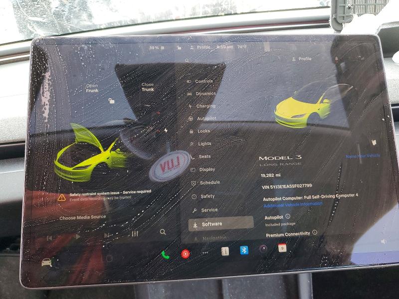 2025 Tesla Model 3 VIN 5YJ3E1EA5SF027799 COPART salvage auction — FRONT END, FL - CERTIFICATE OF DESTRUCTION, sold $5,600 on 2026-07-02 (photo 9)