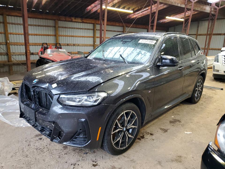 2023 BMW X3 VIN 5UX83DP06P9N73772 COPART salvage auction — FRONT END, On - Permit No Brand - Unfit, sold $30,500 on 2026-07-21 (photo 1)