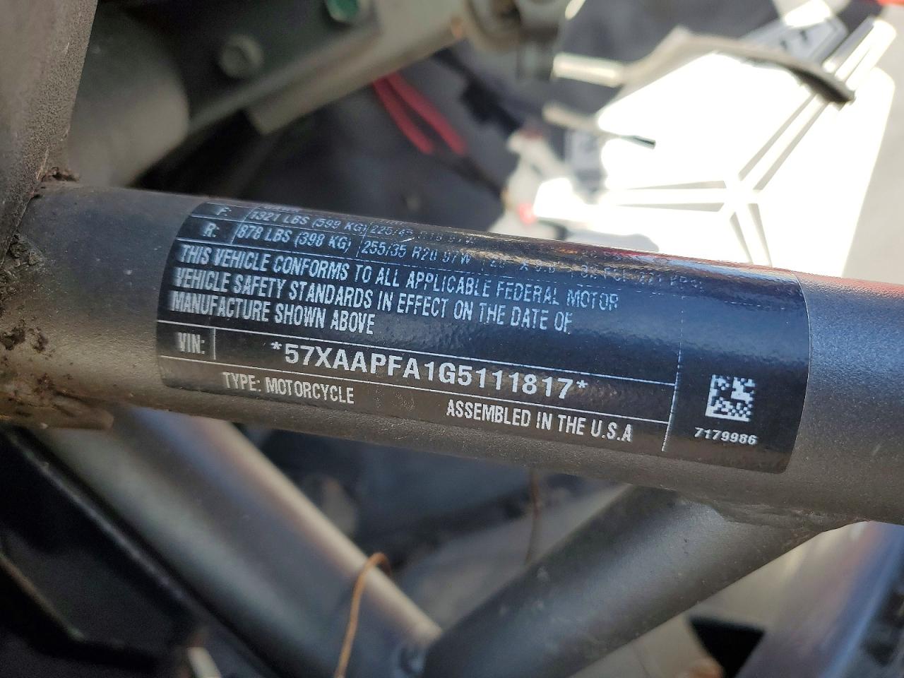 2016 Polaris Slingshot VIN 57XAAPFA1G5111817 COPART salvage auction — Vandalized, IL - SALVAGE CERTIFICATE, sold $3,600 on 2026-05-13 (photo 8)