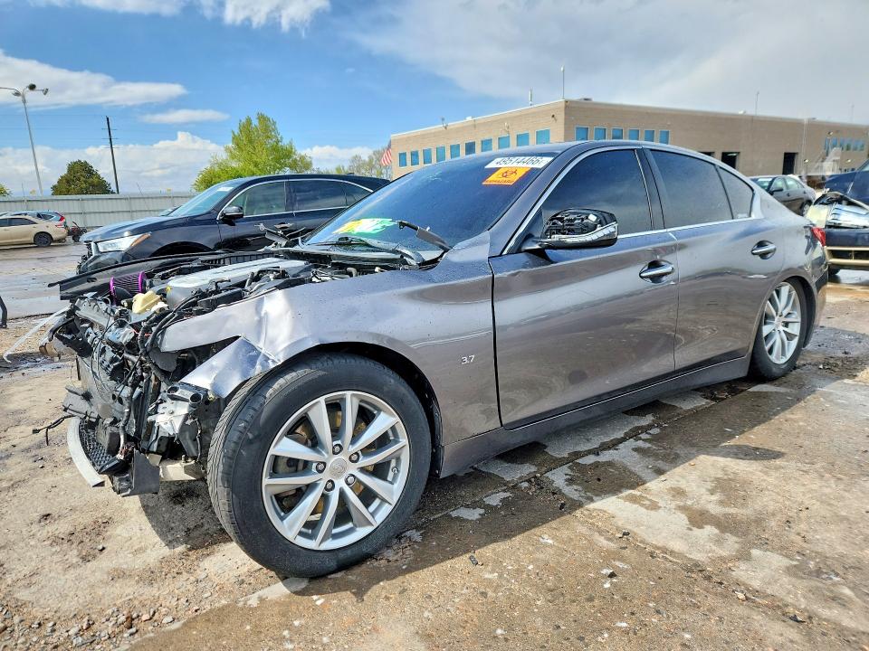 2014 Infiniti Q50 VIN JN1BV7AR6EM680554 COPART salvage auction — FRONT END, Co - Salvage Title, sold $325 on 2026-08-24 (photo 1)