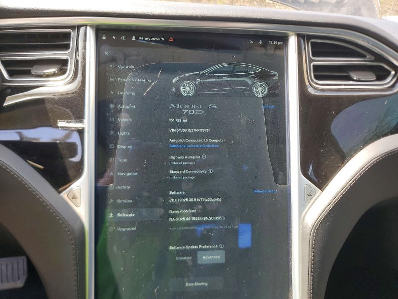 2015 Tesla Model s VIN 5YJSA1E27FF119731 COPART salvage auction — REAR END, Nj - Cert Of Title-Salvage, sold $5,600 on 2026-08-19 (photo 9)