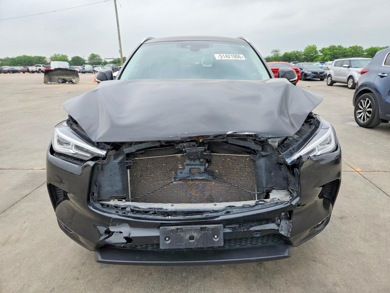 2021 Infiniti QX50 VIN 3PCAJ5CB1MF102362 COPART salvage auction — Front End, TX - SALVAGE VEHICLE TITLE, sold $4,800 on 2026-06-25 (photo 5)