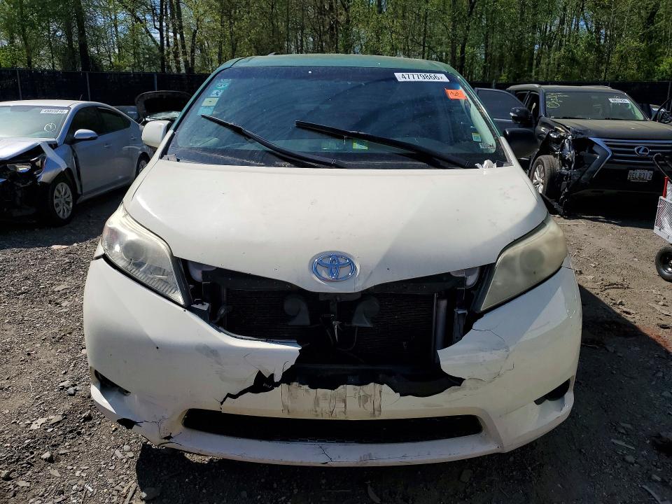 2011 Toyota Sienna VIN 5TDKK3DC9BS012477 COPART salvage auction — FRONT END, Md - Cert Of Salvage > 75% Damage, sold $225 on 2026-07-24 (photo 5)