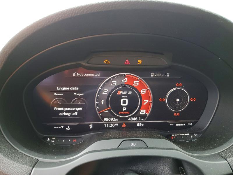 2018 Audi Rs3 VIN WUABWGFF9J1905864 COPART salvage auction — FRONT END, SC - CERT OF TITLE-SALVAGE, sold $12,300 on 2026-07-08 (photo 9)