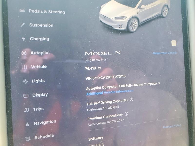 2020 Tesla Model x VIN 5YJXCAE20LF270115 COPART salvage auction — REAR END, Md - Cert Of Salvage > 75% Damage, sold $16,600 on 2026-07-06 (photo 9)