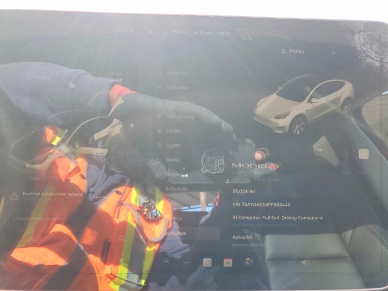 2023 Tesla VIN 7SAYGAEE4PF965449 COPART salvage auction — FRONT END, Ca - Salvage Certificate, sold $7,000 on 2026-07-24 (photo 9)