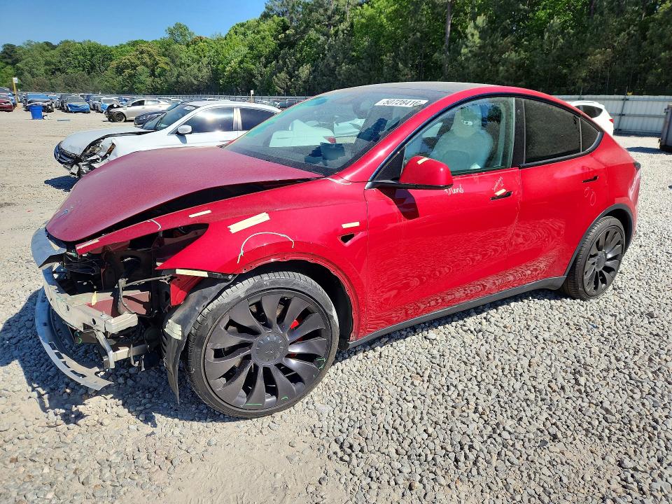 2021 Tesla Model y VIN 5YJYGDEF5MF305696 COPART salvage auction — FRONT END, Ga - Cert Of Title-Salvage, sold $8,400 on 2026-07-09 (photo 1)