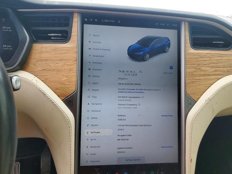 2019 Tesla Model x VIN 5YJXCDE28KF156296 COPART salvage auction — FRONT END, CA - SALVAGE CERTIFICATE, sold $4,150 on 2026-07-21 (photo 9)