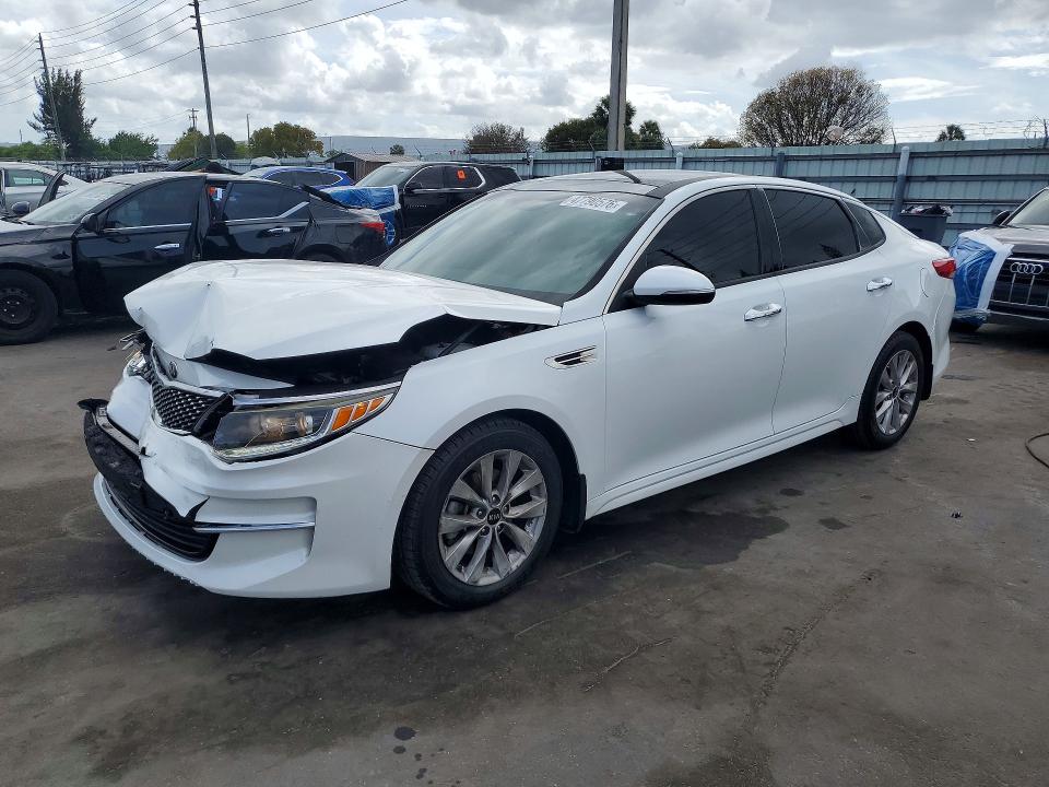 2018 Kia Optima VIN 5XXGU4L3XJG204871 COPART salvage auction — FRONT END, FL - CERT OF TITLE SLVG REBUILDABLE, sold $2,700 on 2026-07-27 (photo 1)