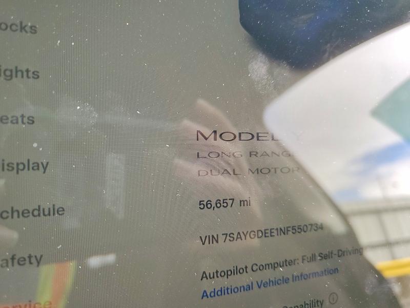 2022 Tesla VIN 7SAYGDEE1NF550734 COPART salvage auction — FRONT END, Salvage Title, sold $10,800 on 2026-08-03 (photo 9)