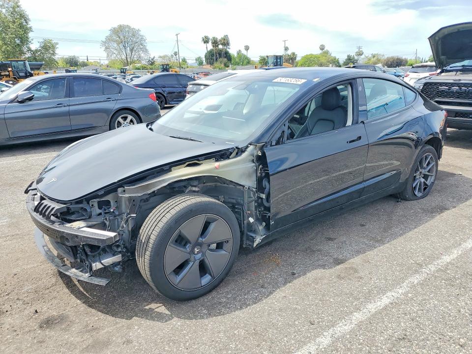 2023 Tesla Model 3 VIN 5YJ3E1EA7PF706481 COPART salvage auction — FRONT END, Ca - Salvage Certificate, sold $8,600 on 2026-07-02 (photo 1)