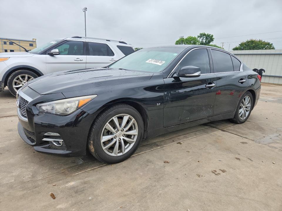 2014 Infiniti Q50 VIN JN1BV7AR7EM681471 COPART salvage auction — WATER/FLOOD, Tx - Salvage Title-Flood Damage, sold $1,850 on 2026-07-02 (photo 1)