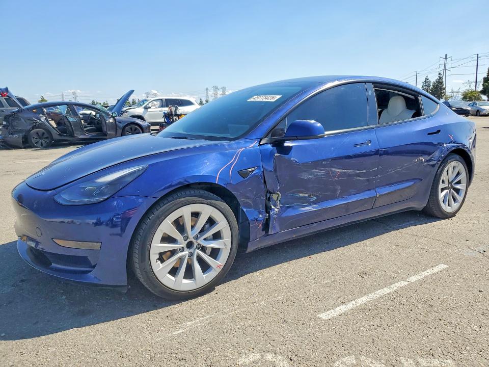 2022 Tesla Model 3 VIN 5YJ3E1EA5NF356247 COPART salvage auction — SIDE, Ca - Salvage Certificate, sold $7,900 on 2026-07-30 (photo 1)