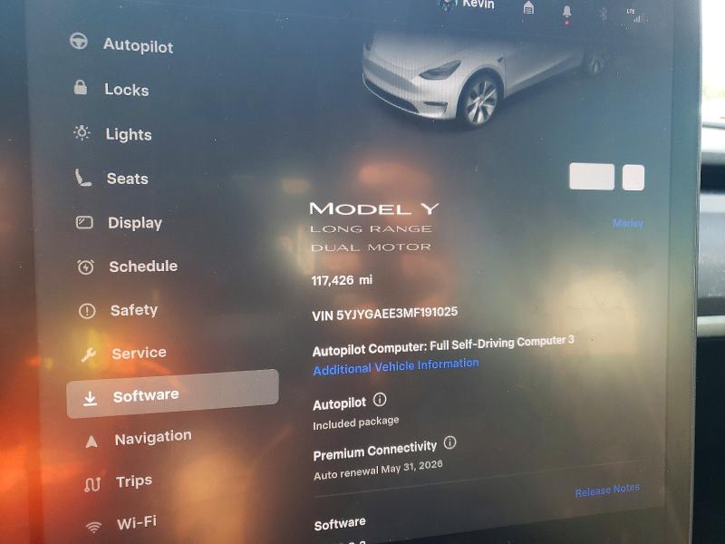 2021 Tesla Model y VIN 5YJYGAEE3MF191025 COPART salvage auction — SIDE, Md - Cert Of Salvage < 75% Damage, sold $250 on 2026-07-27 (photo 9)