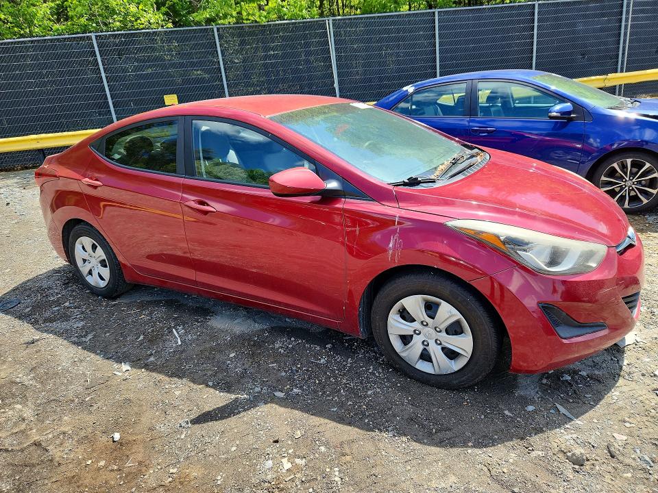 2016 Hyundai VIN 5NPDH4AE1GH750810 COPART salvage auction — VANDALISM, Md - Cert Of Salvage > 75% Damage, sold $825 on 2026-07-02 (photo 4)