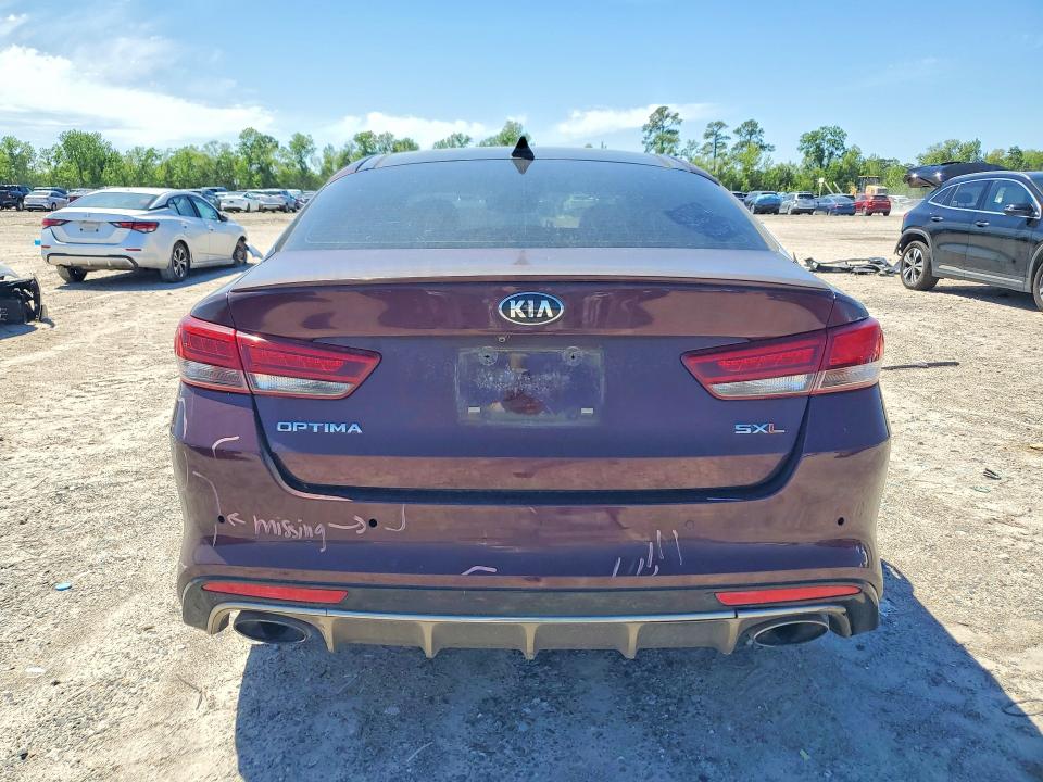 2016 Kia Optima VIN 5XXGV4L28GG052411 COPART salvage auction — FRONT END, Tx - Salvage Vehicle Title, sold $1,200 on 2026-07-31 (photo 6)