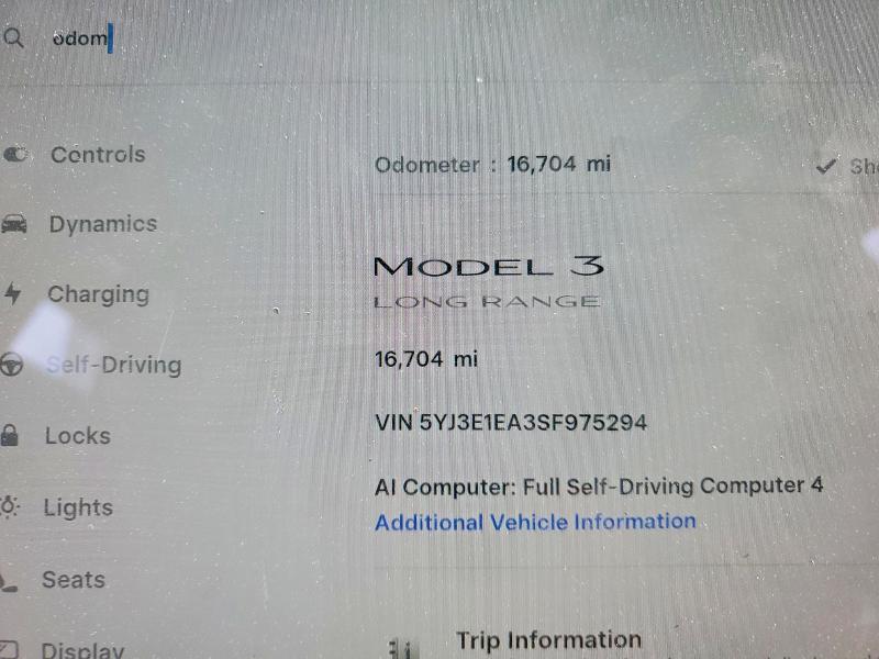 2025 Tesla VIN 5YJ3E1EA3SF975294 COPART salvage auction — REAR END, Fl - Cert Of Title Slvg Rebuildable, sold $6,300 on 2026-07-29 (photo 9)