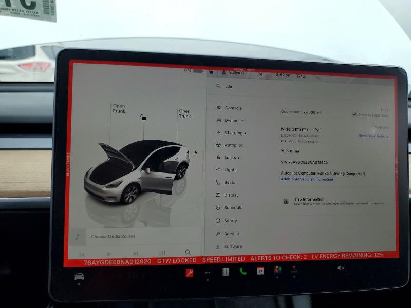 2022 Tesla Model y VIN 7SAYGDEE8NA012920 COPART salvage auction — REAR END, Il - Salvage Certificate, sold $8,100 on 2026-07-02 (photo 9)