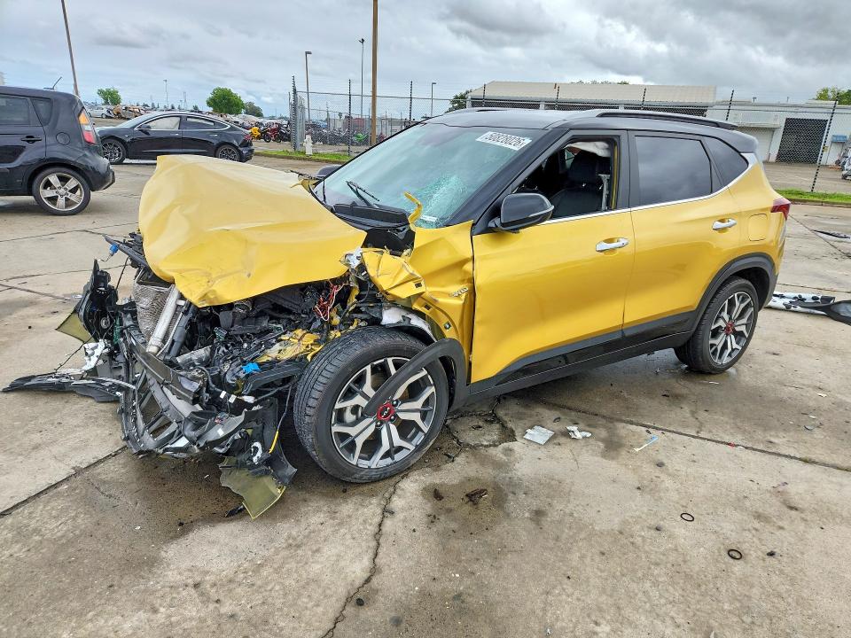 2023 Kia Seltos VIN KNDETCA24P7360596 COPART salvage auction — FRONT END, Ca - Salvage Certificate, sold $1,150 on 2026-07-13 (photo 1)