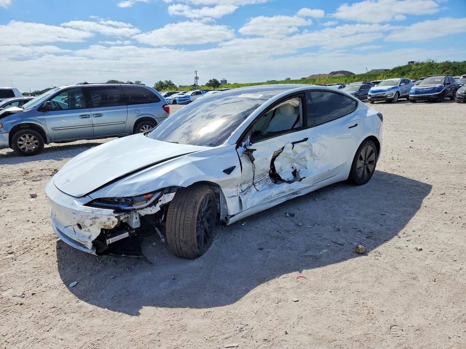 2025 Tesla Model 3 VIN 5YJ3E1EA8SF039977 COPART salvage auction — FRONT END, Fl - Certificate Of Destruction, sold $15,000 on 2026-07-02 (photo 1)