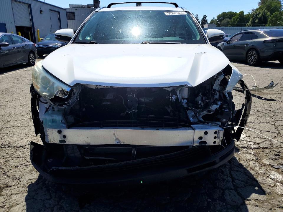 2016 Toyota Highlander VIN 5TDKKRFH3GS163656 COPART salvage auction — FRONT END, Ca - Salvage Certificate, sold $5,800 on 2026-07-06 (photo 5)