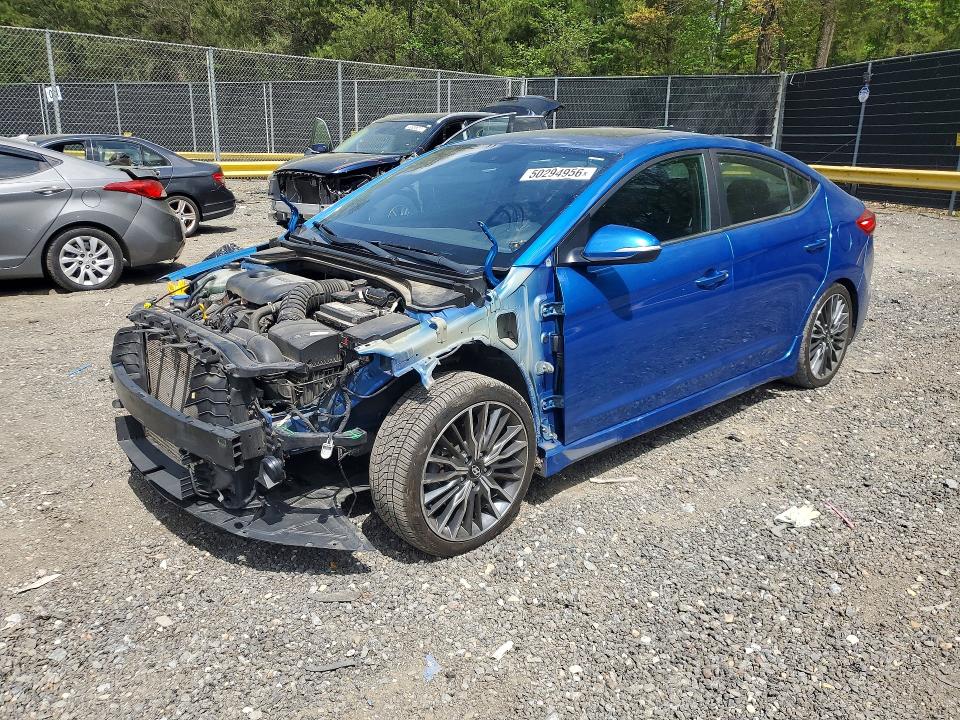 2018 Hyundai Elantra VIN KMHD04LB1JU484384 COPART salvage auction — FRONT END, Md - Cert Of Salvage > 75% Damage, sold $1,450 on 2026-07-17 (photo 1)