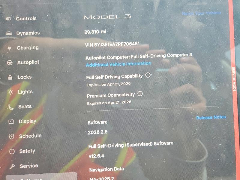 2023 Tesla Model 3 VIN 5YJ3E1EA7PF706481 COPART salvage auction — FRONT END, Ca - Salvage Certificate, sold $8,600 on 2026-07-02 (photo 9)