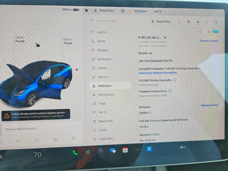 2022 Tesla Model y VIN 7SAYGDEE8NF318776 COPART salvage auction — FRONT END, Mi - Cert Of Title-Salvage Vehicle, sold $7,700 on 2026-07-15 (photo 9)