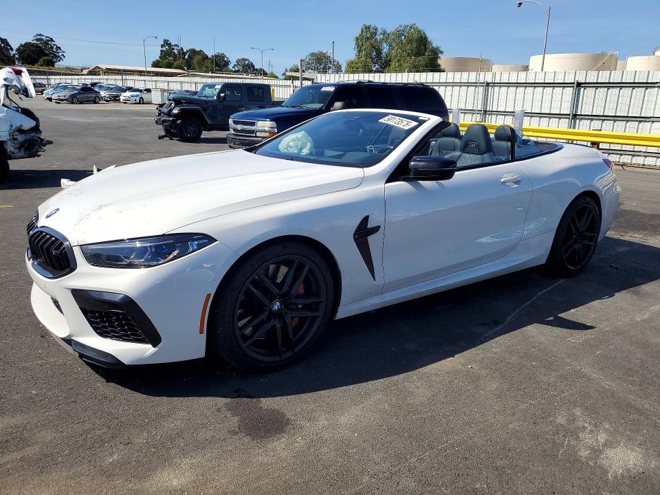 2024 BMW M8 VIN WBSDZ0C08RCP93779 COPART salvage auction — FRONT END, Ca - Salvage Certificate, sold $46,750 on 2026-07-08 (photo 1)