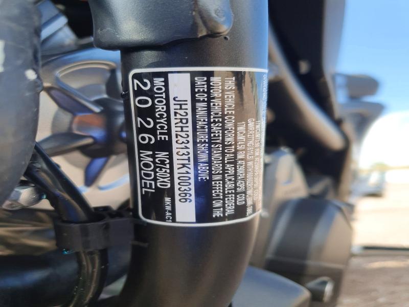 2026 Honda Nc VIN JH2RH2313TK100366 COPART salvage auction — REAR END, Co - Salvage Title, sold $3,050 on 2026-07-02 (photo 9)