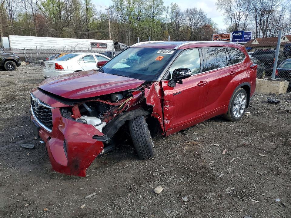 2021 Toyota Highlander VIN 5TDXBRCH1MS531189 COPART salvage auction — FRONT END, Md - Cert Of Salvage > 75% Damage, sold $4,550 on 2026-07-23 (photo 1)