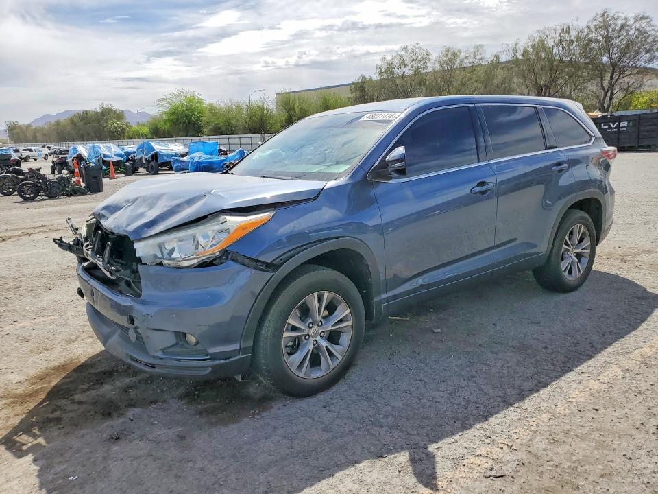 2014 Toyota Highlander VIN 5TDZKRFH4ES034725 COPART salvage auction — FRONT END, Nv - Salvage Title, sold $3,550 on 2026-07-28 (photo 1)